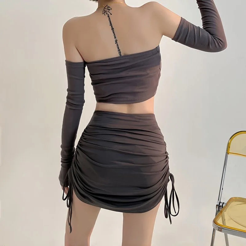 Women’s Sexy Mesh Shirring Micro Mini Skirt – Sheer See-Through Bandage Short Skirt, Butt-Lifting Club Fashion Outfit