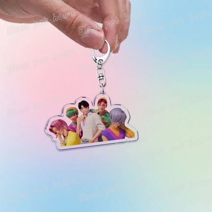 Kpop Demon Hunters Huntrix Saja Boys Keychain Bag Charm Rumi Zoey Jinu Ramen Keyring Fans Gift