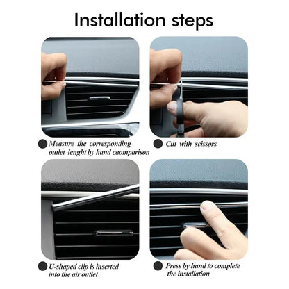 10-Piece Car AC Vent U-Shaped Decorative Trim Strips – 20cm Interior Styling Moulding and Edge Protector Accents