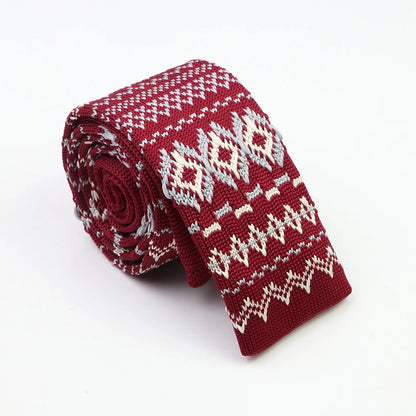 Classic Knit Neck Tie for Men — 6cm Plaid & Dots Casual Business Wedding Tie