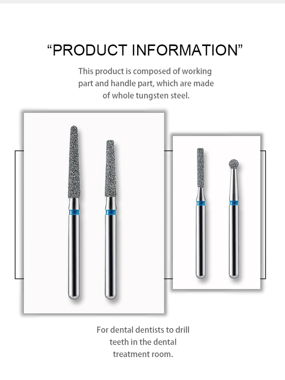 5pcs FG Dia 1.6mm Dental Drills – High-Speed Handpiece Diamond Burs for Teeth Whitening