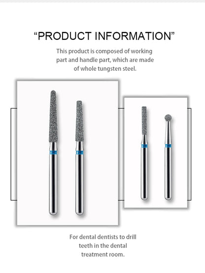 5pcs FG Dia 1.6mm Dental Drills – High-Speed Handpiece Diamond Burs for Teeth Whitening
