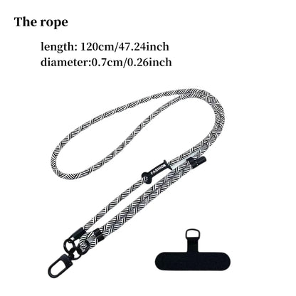 Adjustable Black & White Crossbody Phone Lanyard – Universal Multi-Functional Card Holder Strap