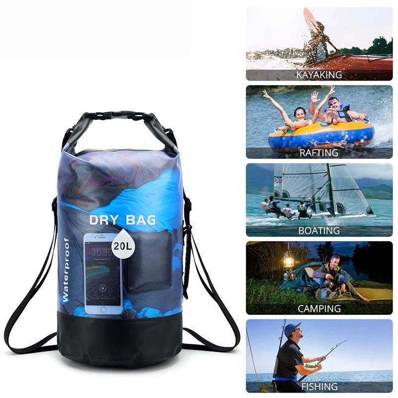 Waterproof Dry Bag - 10L/20L Storage Pack for Swimming, Trekking, Rafting, Kayaking & Boating