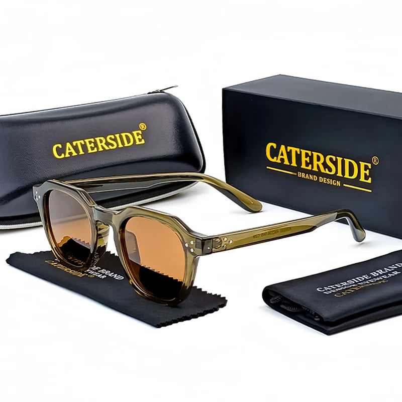CATERSIDE Retro Polarized Sunglasses – Ultralight TR90 Frame Polygon Style for Men & Women, High-Quality Travel Eyewear