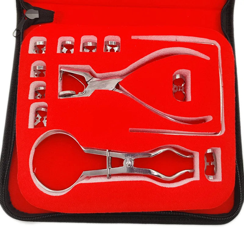 Dentistry Dam Hole Puncher Set – Pliers & Orthodontic Tools with Leather Bag for Dentists