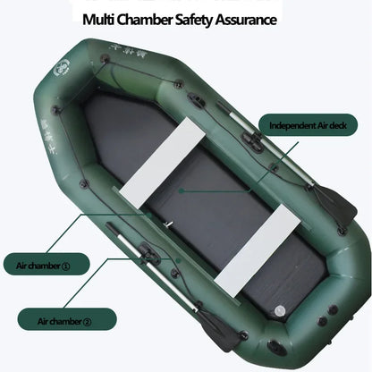 1.75–3.6m Inflatable PVC Fishing Kayak Boat – Air Deck Raft Rubber Dinghy with Clip Net, Portable Fishing Watercraft