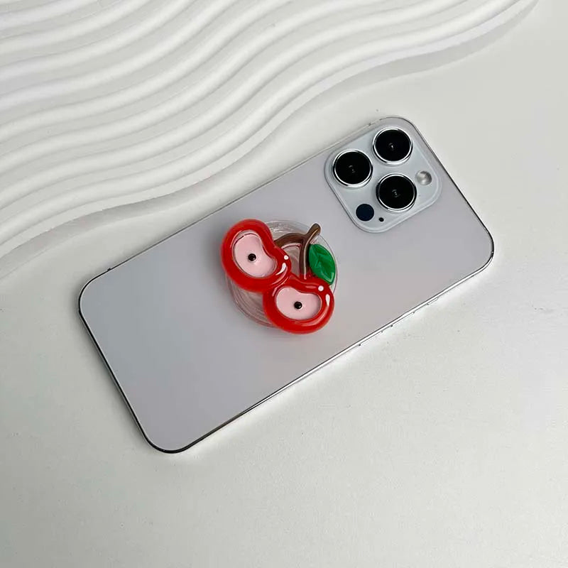 Cute Fruit Phone Holder - Resin Red Apple Foldable Phone Stand & Decorative Socket Grip
