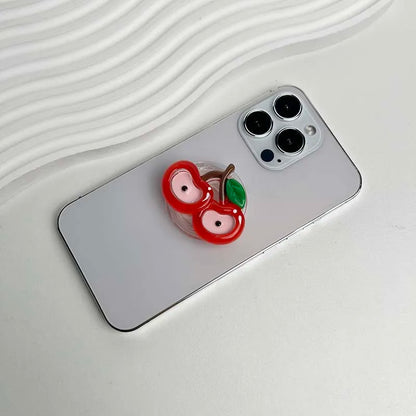 Cute Fruit Phone Holder - Resin Red Apple Foldable Phone Stand & Decorative Socket Grip