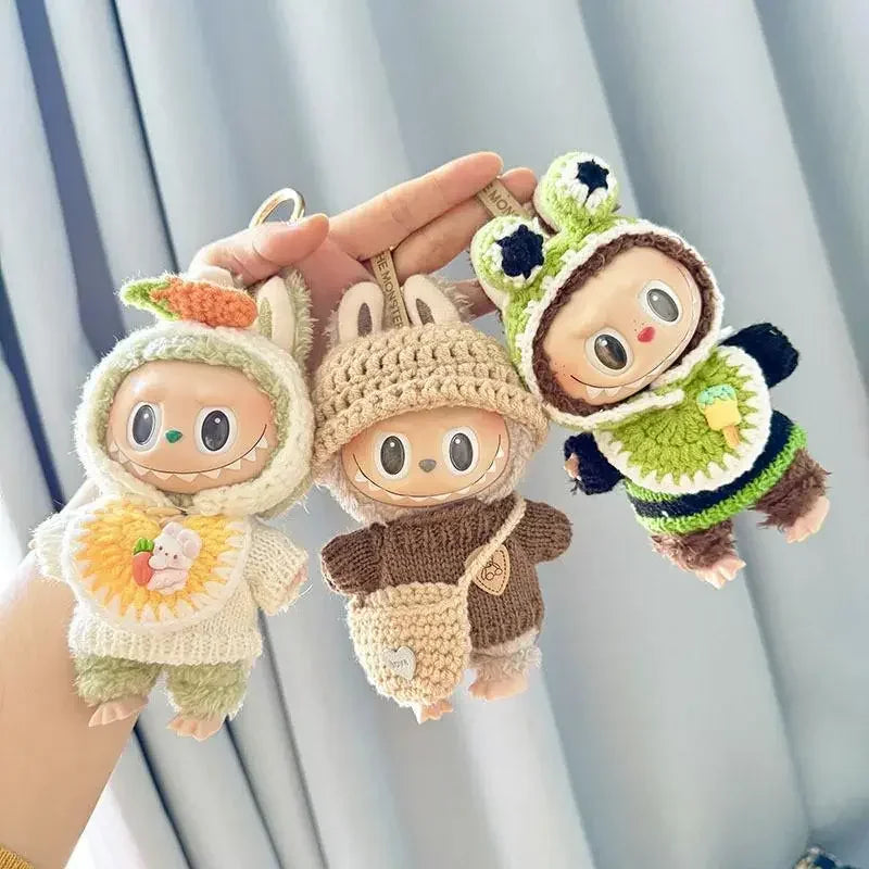 17cm Mini Plush Doll Clothes — Kpop EXO Labubu Idol V1 V2 Outfit Set with Sweater & Headband, Doll Accessories Gift