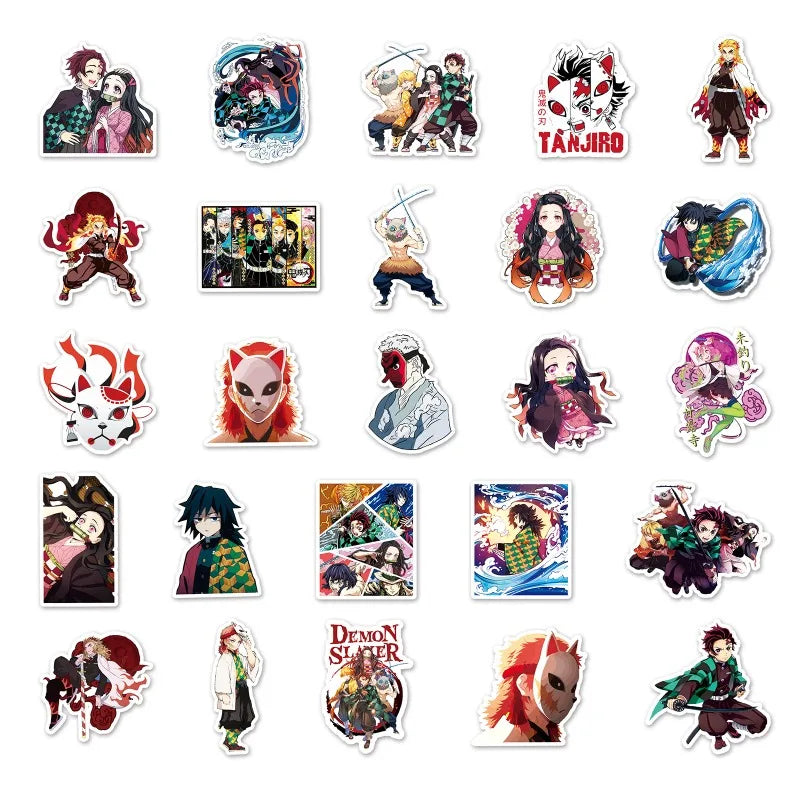 Demon Slayer Anime Stickers - Kamado Nezuko and Tomioka Giyu Cartoon Graffiti Decals for Laptops, Notebooks, and DIY Decorations