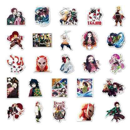 Demon Slayer Anime Stickers - Kamado Nezuko and Tomioka Giyu Cartoon Graffiti Decals for Laptops, Notebooks, and DIY Decorations