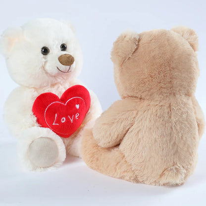 30CM Cute Heart Bear Dog Plush Toy – Red Heart Print Love Stuffed Animal, Creative Valentine's Day Gift for Lovers