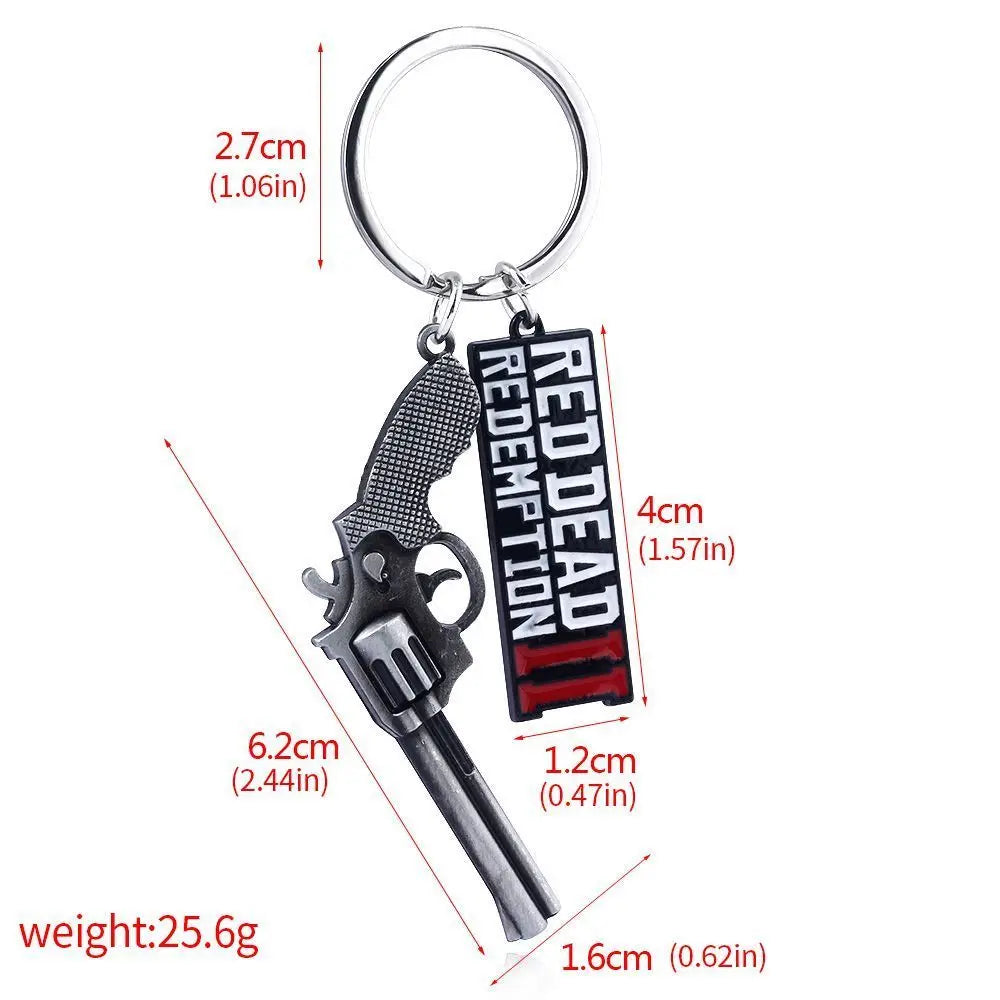 Red Dead Redemption 2 Arthur Morgan Revolver Keychain - Game-Inspired Bag Charm and Cosplay Gift for Fans