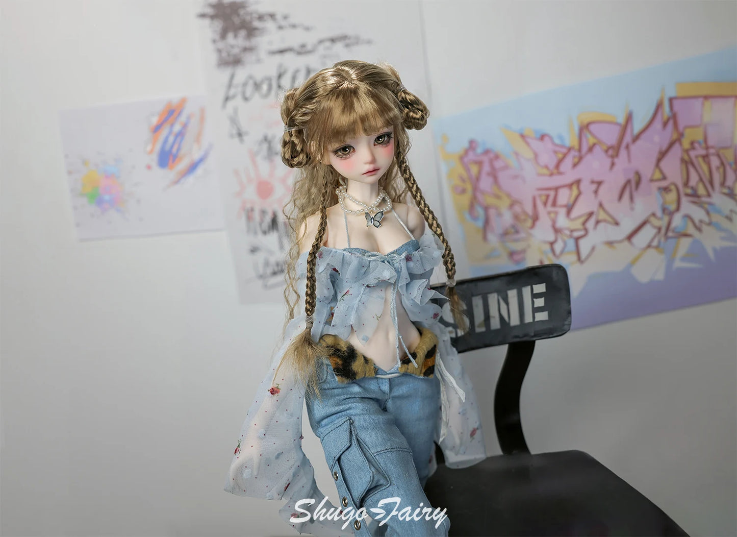 Shugafairy Kikyou D 1/4 BJD Doll – Fullset Street Girl with Big Chest, Summer Carnival Y2K Style Ball-Jointed Fashion Doll Toy