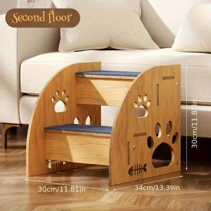 3-Tier & 2-Tier Wooden Non-Slip Pet Stairs for Dogs & Cats – Bed and Sofa Climbing Steps for Small & Medium Pets