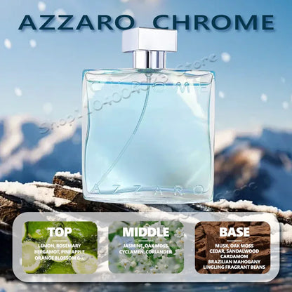Azzaro Chrome Eau de Toilette 100ml — Fresh Aquatic Citrus Woody Musk Men's Cologne, Luxury Fragrance for Men