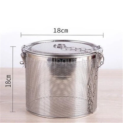 304 Stainless Steel Round Hole Seasoning Bag — Spice, Gravy & Soup Strainer Basket for Brine, Hot Pot, and Slag Separation