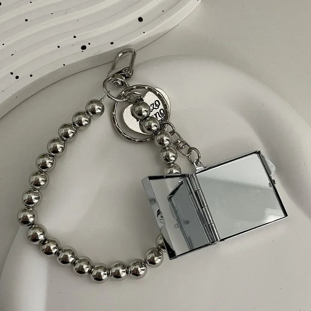 Heart-Shaped Mirror Keychain - Y2K Metal Bag Pendant, Sweet Trendy Fashion Accessory
