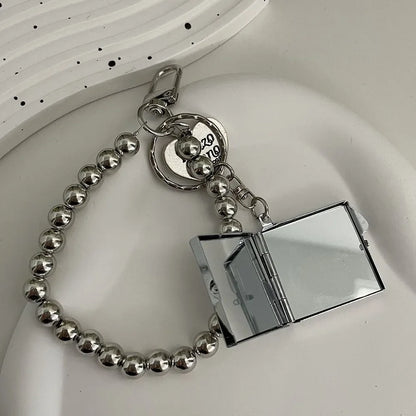 Heart-Shaped Mirror Keychain - Y2K Metal Bag Pendant, Sweet Trendy Fashion Accessory