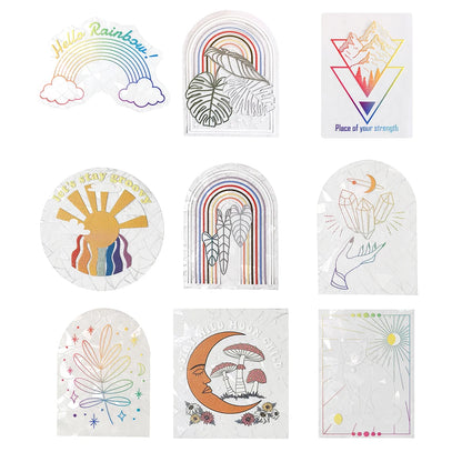 3D Rainbow Sun Catcher Window Film Sticker – Self-Adhesive PVC Light Catching Wall & Glass Decal for Home Decor & Motorcycle Styling