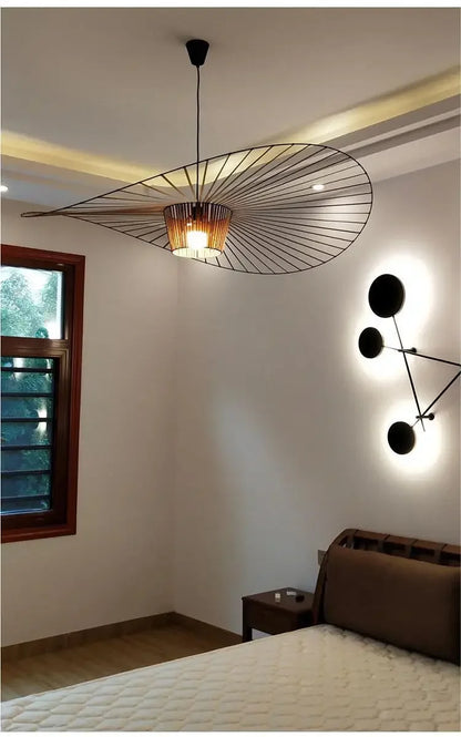 Italian Cross-Border Nordic Straw Hat Fabric Lamp — Modern Designer Art Lamp for Restaurant & Living Bedroom