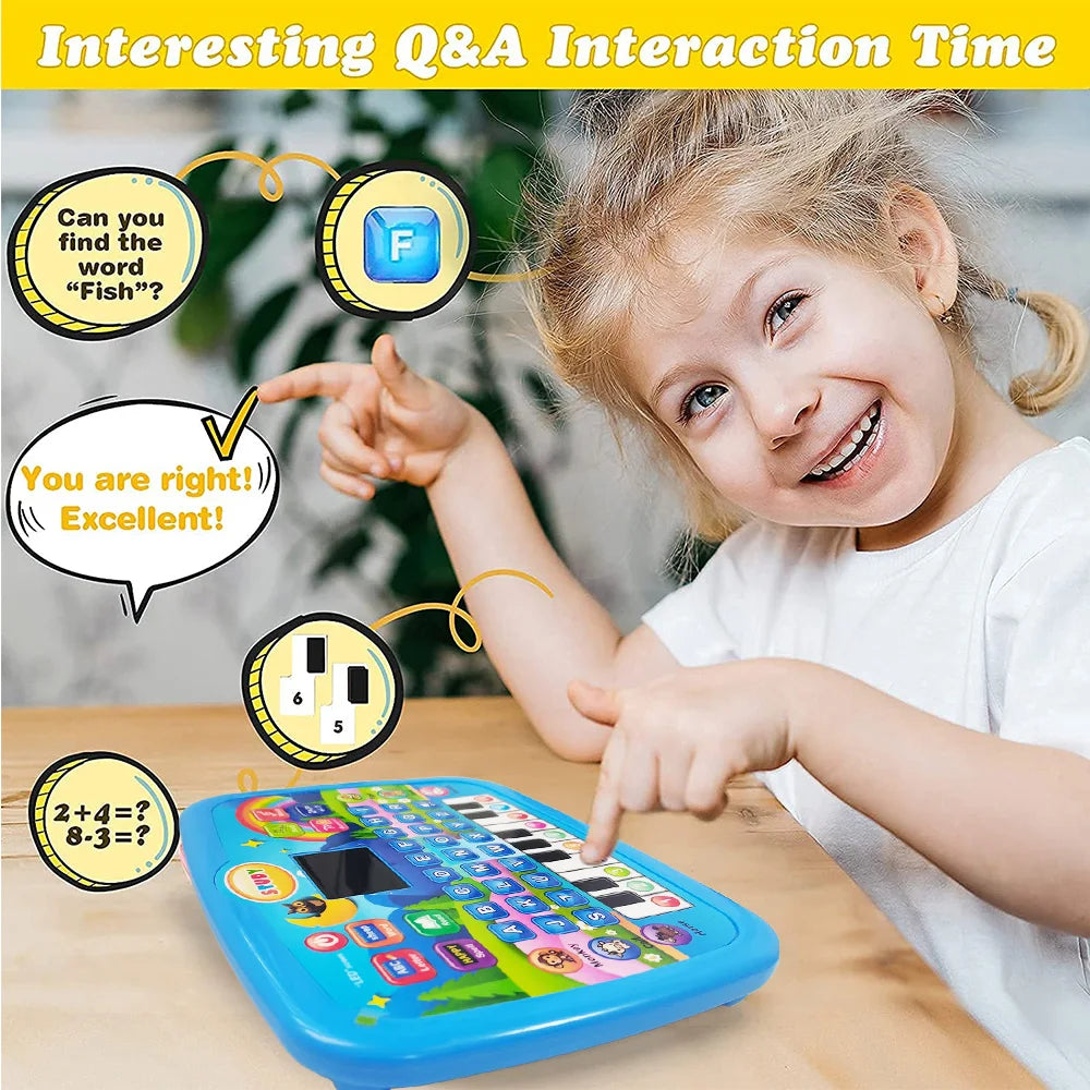 Kids Educational Tablet Toy - Interactive Literacy, Math & Music Learning Keyboard Gift for Ages 3+