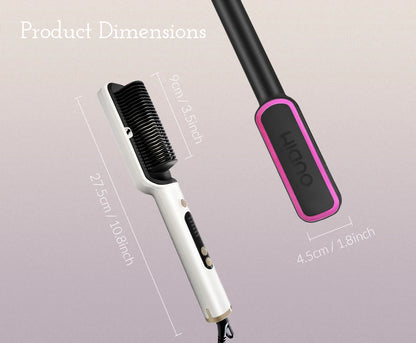 OUDIM Hair Straightener Brush – Ionic Flat Iron with 6 Temperature Settings, Anti-Scald Hair Styling Tool for Women