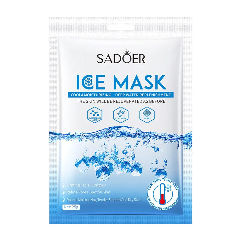 SADOER Ice Face Masks 5pcs – Deep Hydrating, Moisturizing, Brightening & Firming Facial Sheet Masks for Skin Care
