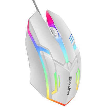 SKYLION F1 Wired Mouse: 3 Keys, Colorful Lighting, Gaming & Office Compatible with Microsoft Windows and Apple iOS Systems