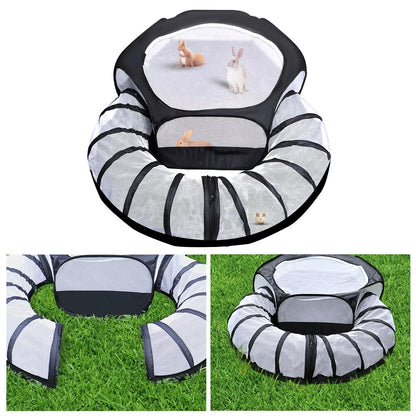 Portable Small Animal Playpen - Foldable Pet Cage with Transparent Mesh for Cats & Chickens
