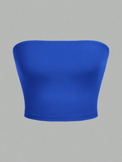 Women Strapless Crop Top - Sleeveless Navel Wrap Vest Party Outfit Fashion Clothing