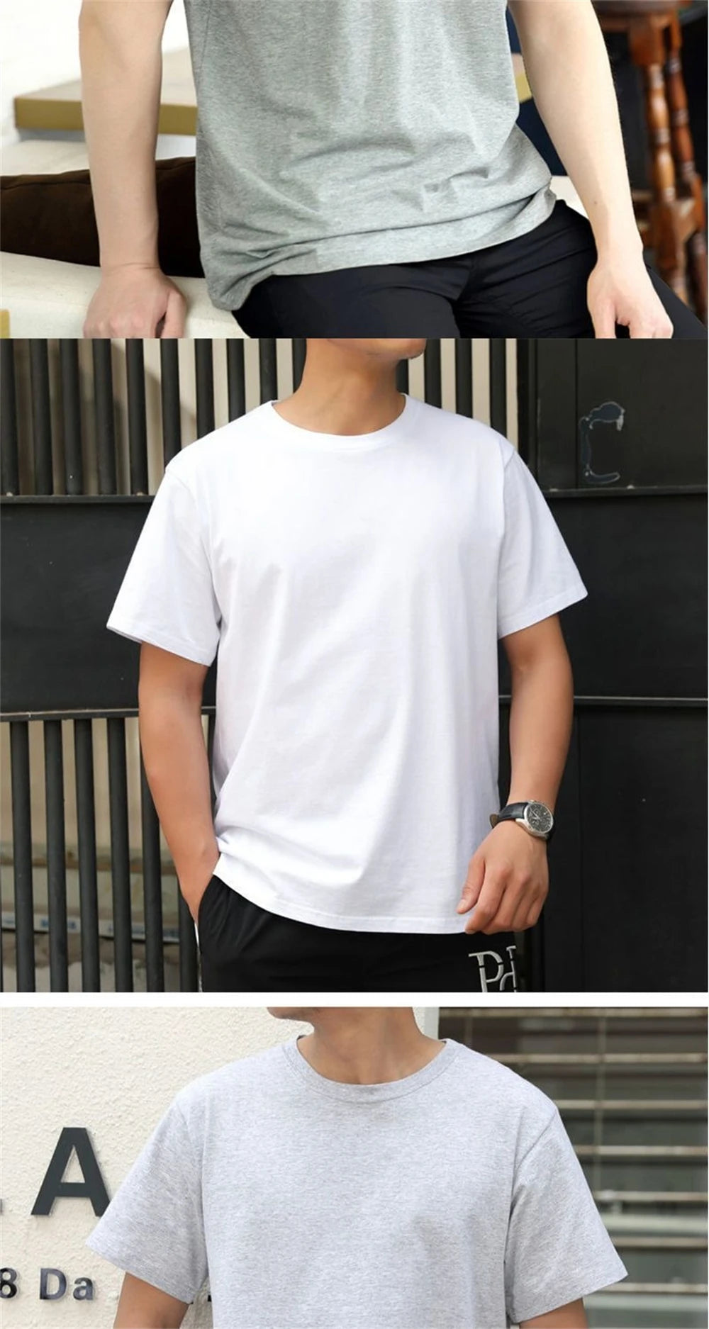 2PCS Unisex 100% Cotton White T-Shirts – Casual Loose Fit Short Sleeve Breathable Tees for Men & Women