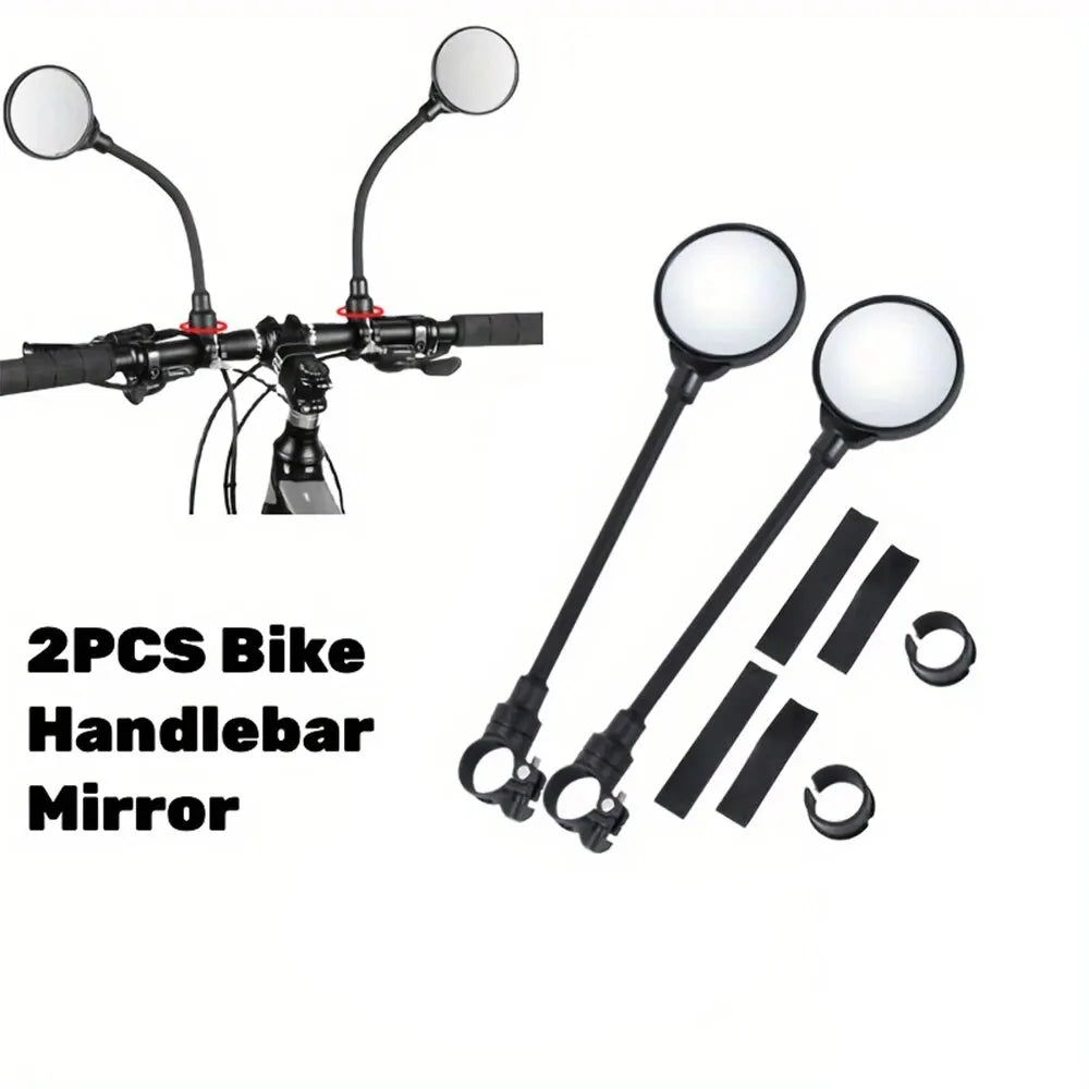Bike Handlebar Mirrors - Rotatable and Adjustable Wide Angle Rearview, Shockproof Convex Universal Cycling Mirror