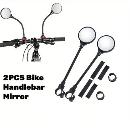 Bike Handlebar Mirrors - Rotatable and Adjustable Wide Angle Rearview, Shockproof Convex Universal Cycling Mirror