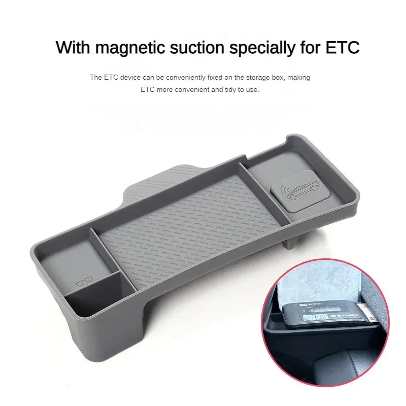 Tesla Model 3 & Highland 2024–2025 Dashboard Storage Tray – Silicone Organizer for Tissue, Glasses & Accessories
