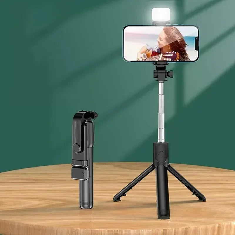 Extendable Bluetooth Selfie Stick Tripod – 700mm Telescopic Portable Phone Stand with Remote for Travel