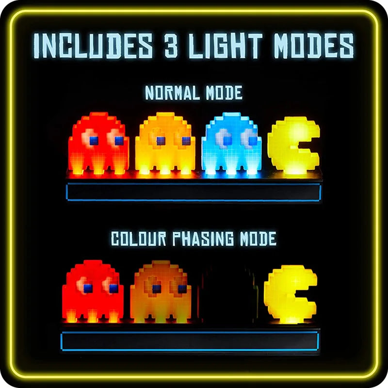 3D Illusion LED Gaming Night Light — Pixel Ghost Action Character Lamp for Room Decoration