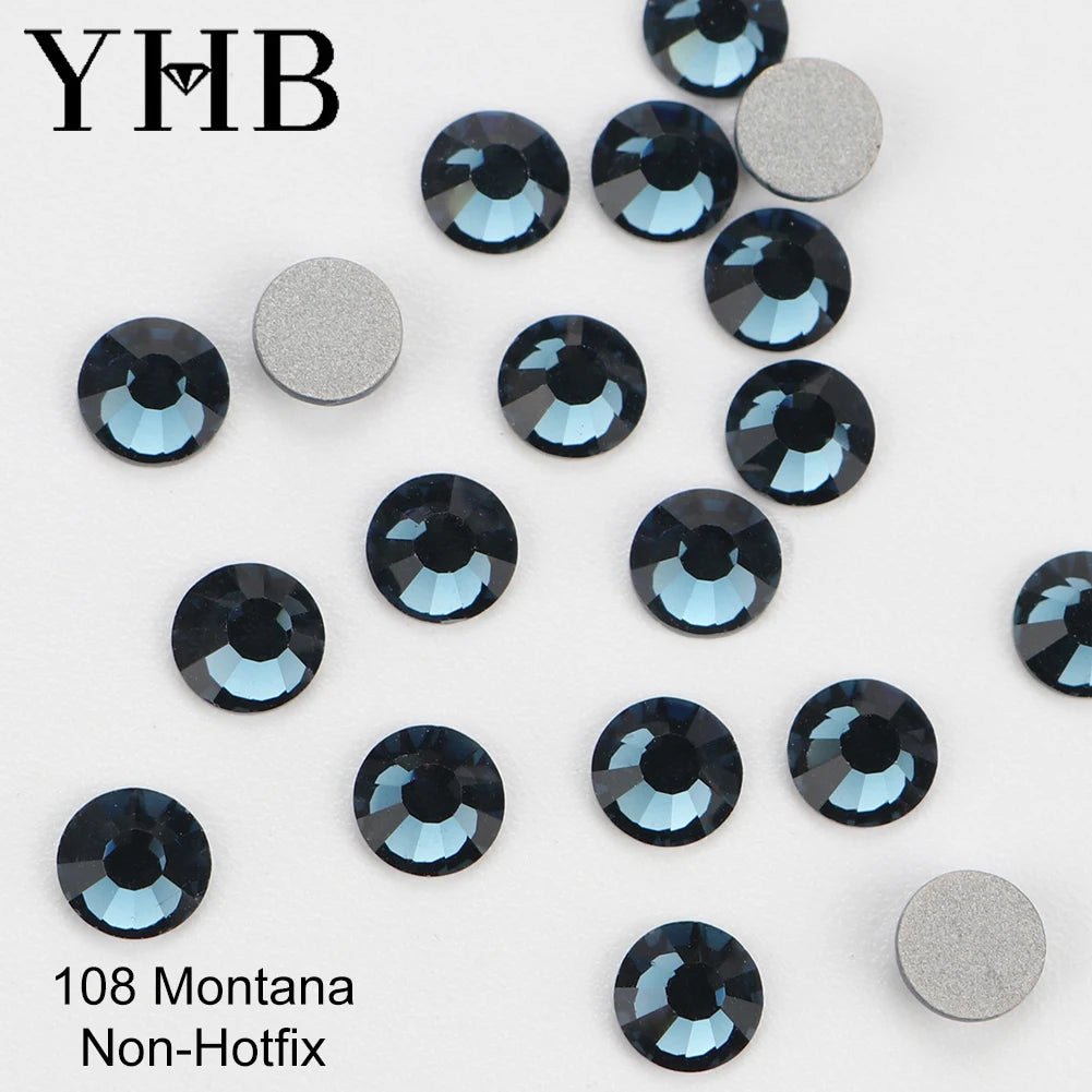 YHB Cold Fix Crystal Flatback Rhinestones - Silver Back Non Hotfix DIY Gems for Nail Art, Bags, Shoes, Garments & Phone Decoration
