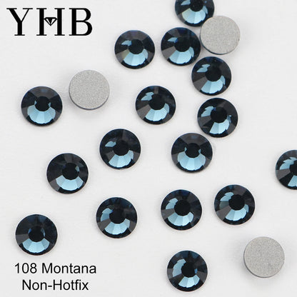 YHB Cold Fix Crystal Flatback Rhinestones - Silver Back Non Hotfix DIY Gems for Nail Art, Bags, Shoes, Garments & Phone Decoration