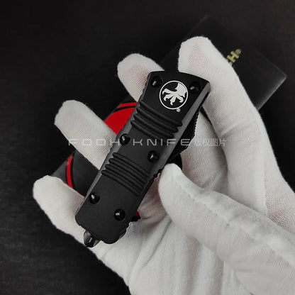FOOH KNIFE STUDIO TROODON-M Mini Tactical Knife – High-End D2 Steel Blade with CNC 6061 Aluminum Handle EDC Tool Comb