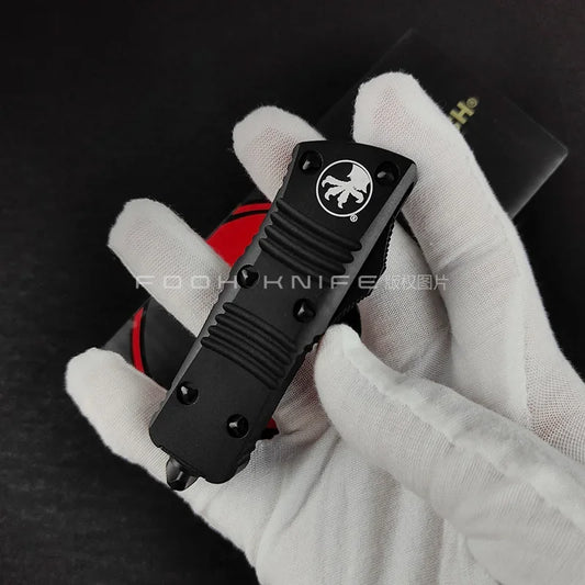 FOOH KNIFE STUDIO TROODON-M Mini Tactical Knife – High-End D2 Steel Blade with CNC 6061 Aluminum Handle EDC Tool Comb