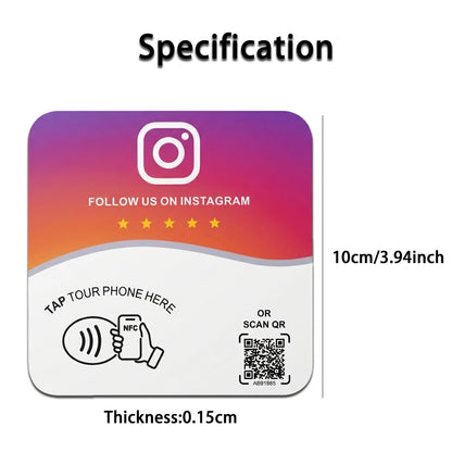 NTAG215 NFC Google Review Card - Programmable 13.56MHz Square Stand with Editable QR Code