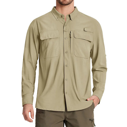 TACVASEN Men's UPF 50+ Fishing Shirt - Quick-Dry Long Sleeve Outdoor Hiking & Work Shirt