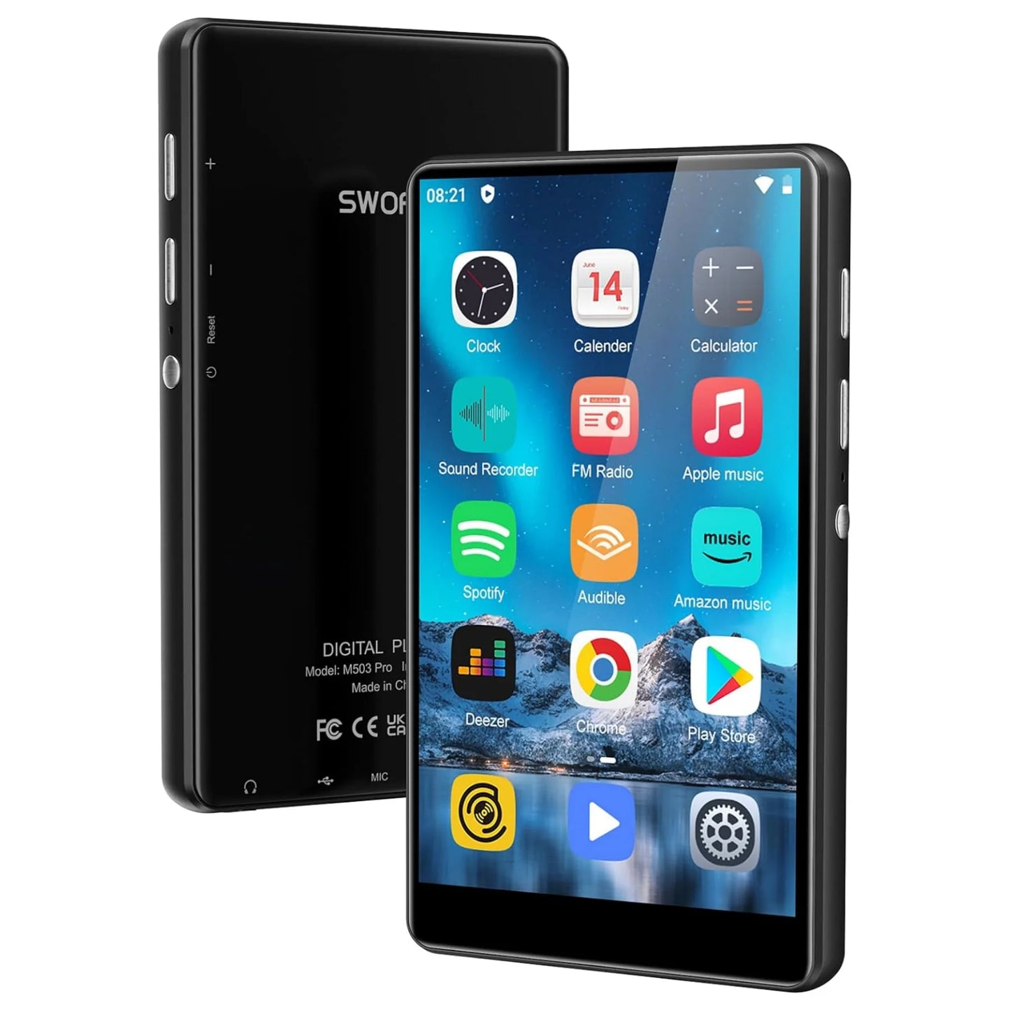 80GB MP3 Player for Android – Bluetooth & WiFi, 4.0-Inch Full Touch Screen, Built-in Speakers & Browser Support