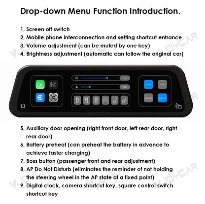 Gen 2 9.6" Instrument Display for Tesla Model 3 & Y – Blind Spot Reminder with OTA Upgrade, Juniper Dashboard