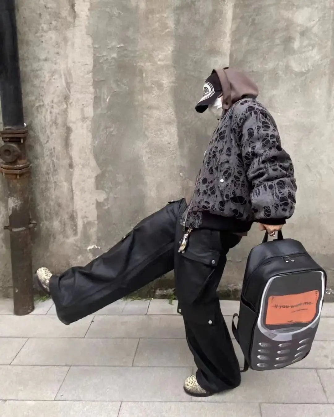 2025 Vintage Telephone Bag – Y2K Aesthetic High-Capacity Streetwear Backpack for Women & Men