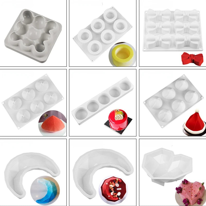 Fruit & Heart Silicone Cake Mold — Geometry Chocolate, Ice Cube, Biscuit & Jelly DIY Baking Set for Pudding & Birthday Gifts