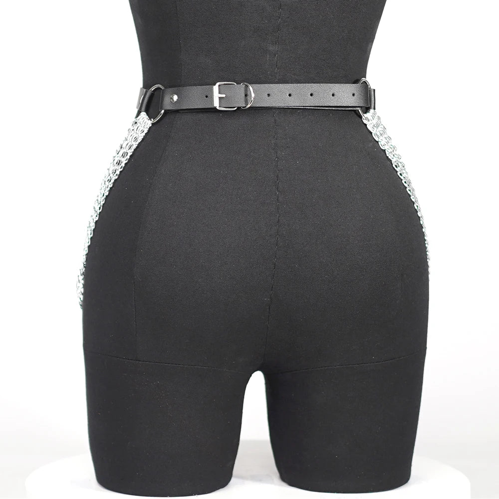 Sexy Women's Leg Chain Harness Garter Belt: Gothic Leather Waist & Thigh Corset Accessory - Enhance Your Gothic Clothing Style