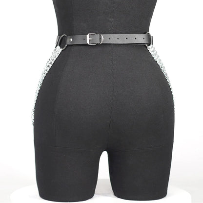 Sexy Women's Leg Chain Harness Garter Belt: Gothic Leather Waist & Thigh Corset Accessory - Enhance Your Gothic Clothing Style